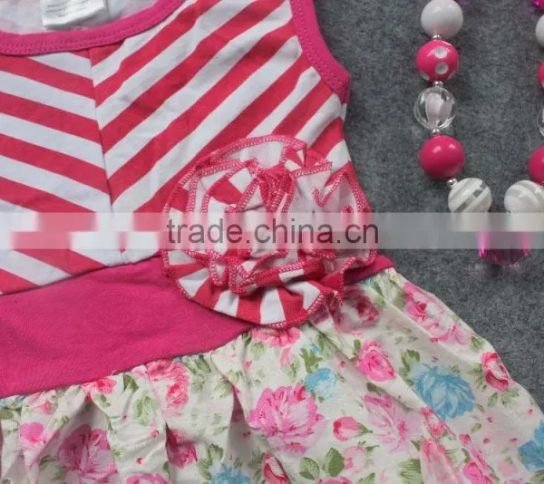 Girls Summer Dress 2-7t Available Baby Kids Hot Pink Flower High Low Dress With Matching Headband and Necklace Set photo-3