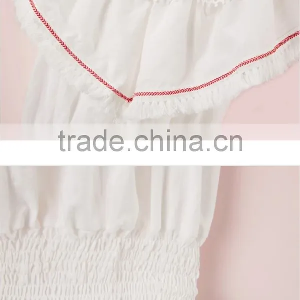 2017 Latest Fashion Design Lotus Leaf Sleeve Sexy Ladies Top Women Blouse for Wholesale photo-4