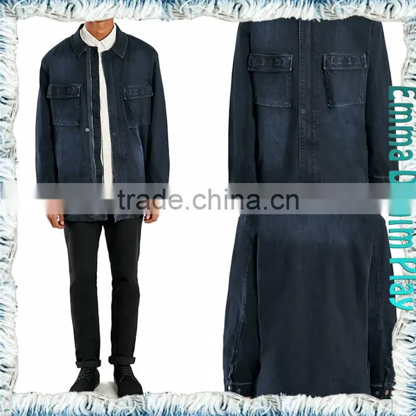 Hot Sales Water Washes Slim Denim Mens Long Jackets Coat photo-5