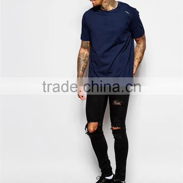 Guangzhou Shandao New Arrival 180g 100% Cotton With Shoulder Side Zipper Short Sleeve O-Neck Wholesale Blank T Shirts photo-5