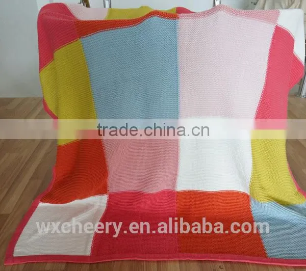 Super Soft Cotton/polyester Acrylic Knitted Blanket