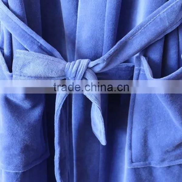 Luxury 5 Star Hotel Absorbent Cotton Cut Velvet Plain Dyed Bathrobe photo-3