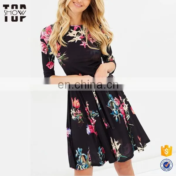 Oem Women Dresses 3/4 Sleevefloral Print Girls Autumn Dress Names With Pictures photo-5