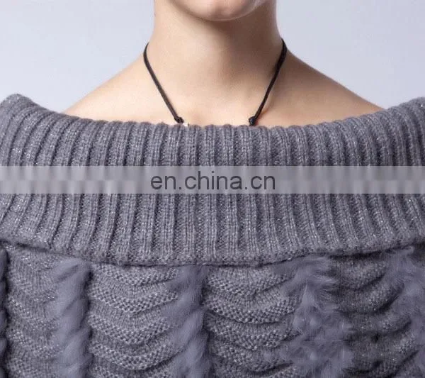 Canada North American Style Grey Brown Color Rabbit Fur Tube Fur Capes Shawl of Women Clothes photo-6