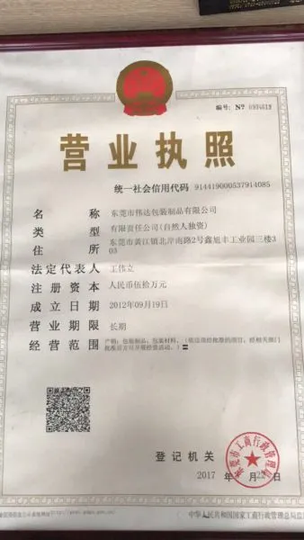 Dongguan Weida Packing Products Co Ltd