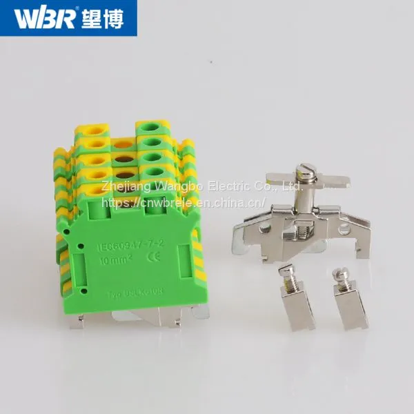 Yellow-green Ground Terminal USLKG10 Cable Connector DIN Rail Terminal photo-5