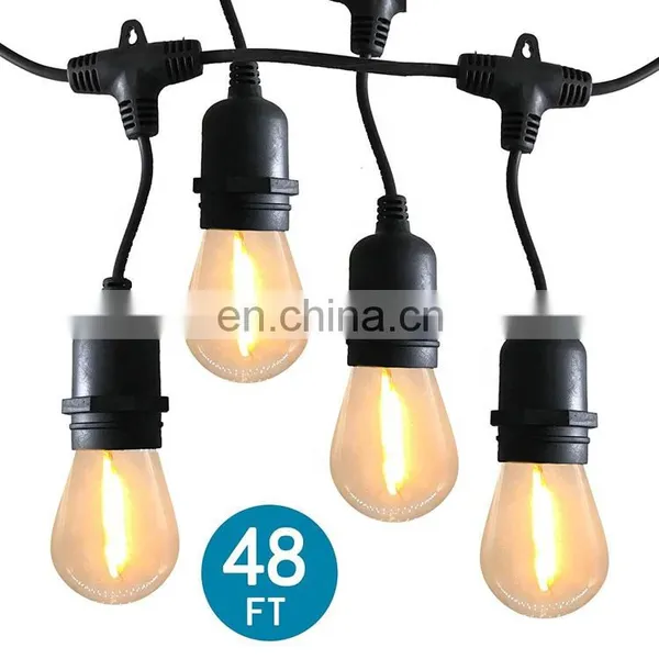 E27 LED String Light Outdoor Light String S14 Edison Bulb Led Serial Lights 48ft 15 Sockects-EU Plug photo-2