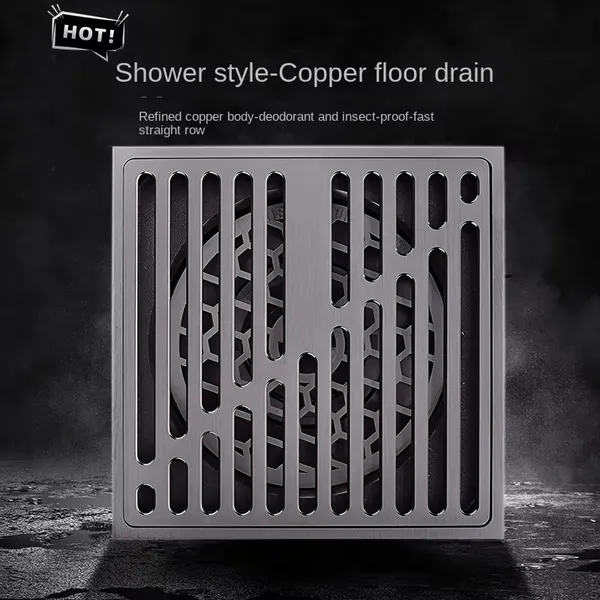 High Displacement All-Pure Copper Anti-Backflow Shower and Kitchen Bathroom Floor Drain Modern Design Deodorizing for Hotels photo-4