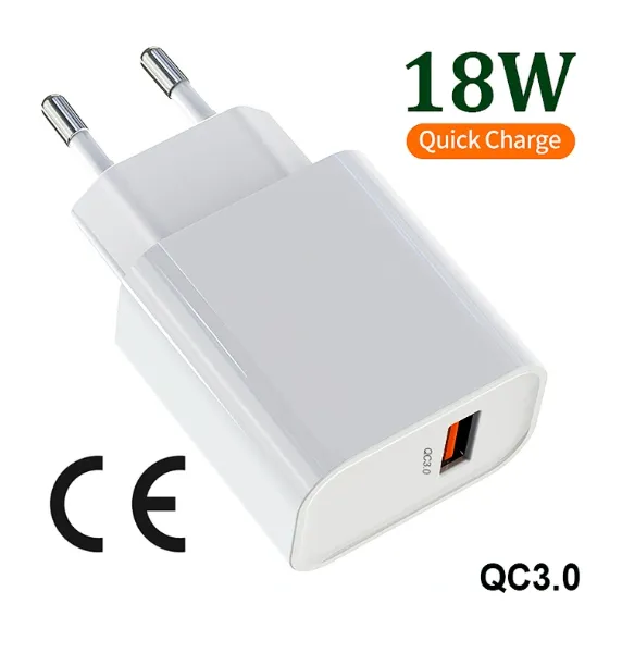 Compact 18W Quick Charge 3.0 USB Charger 30W Fast Charging Adapter EU US Plug for Travel