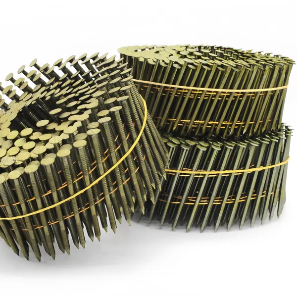 Galvanized Iron Smooth Shank Ring/Spiral Checkered 2" 2.5" Head Diameter Industrial Grade Diamond Point Coil Nails