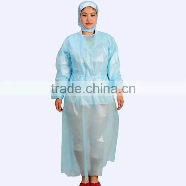 Disposable Waterproof PP+PE Blue Isolation Gown for Medical Use
