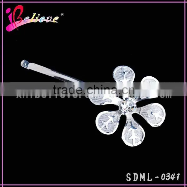 Cheap Hair Brush Metal Pins Wholesale Hair Pins, Silver Flower Pins for Kids Girls photo-4