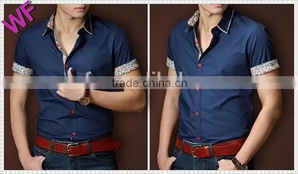 Custom Young Mens Slim Roll up Short Sleeve Shirt photo-6