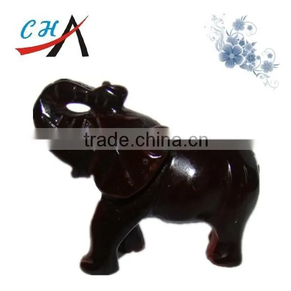 Semi-precious Stone Carving-2" Black Obsidian African Elephant photo-4