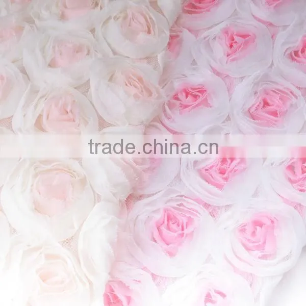 2014 Newest Design Three-dimensional Chiffon Rose Embroidery Lace Fabric Supplier's Choice photo-5