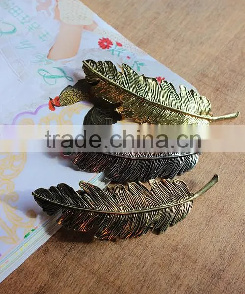 Fashion Golden Leaves Metal Clip For Women,Greece's Women Feather Spring Clip Metal Hair Accessories photo-4