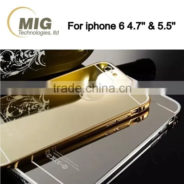 Electroplating Mirror Back Mobile Phone Case Aluminum Metal Bumper With PC Back Cover for Iphone 6/6s Plus photo-4