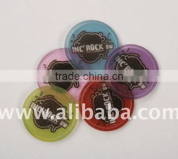 Plastic token coins, transparant, printed token coin