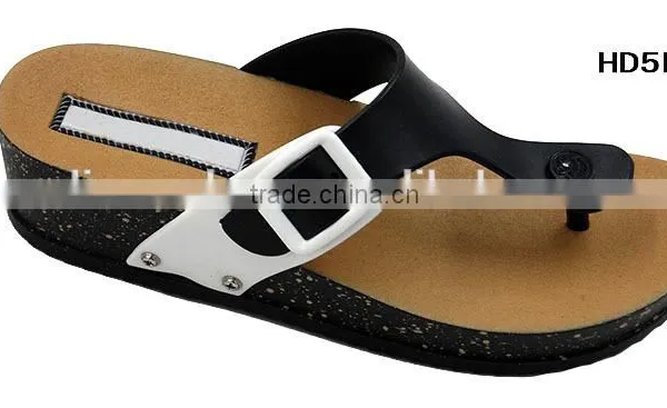 Fashionable Comfortable Wedge Women PVC Cork Sole Slipper photo-3