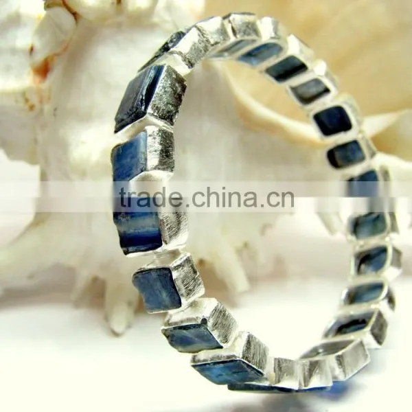 Rough Kyanite Natural Gemstones 925 Sterling Silver Bangle photo-2
