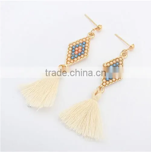 Popular Fashion Women Gold Earrings Designs Bead Earring Tassel Earrings photo-3