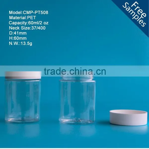 2 OZ 60ml Pet Plastic Jars,clear Cosmetic Pet Jar,empty Cream Jar