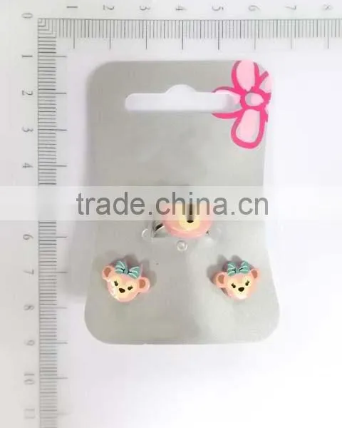 Cute Acrylic Carton Animal Earring and Ring Set for Kids photo-4