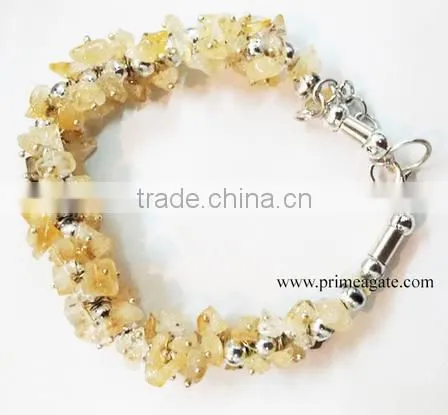 Citrine Chips Fuse Wire Bracelet | Natural Stone Bracelet Wholesale