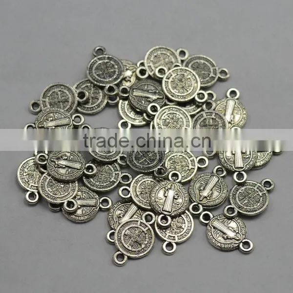 Wholesale Small Medal Two Holes Connectors With Saint Benendict photo-2