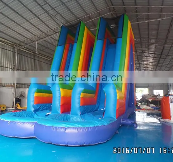 2016 New Design High Inflatable Water Slide Double Lane Wet Slide photo-2