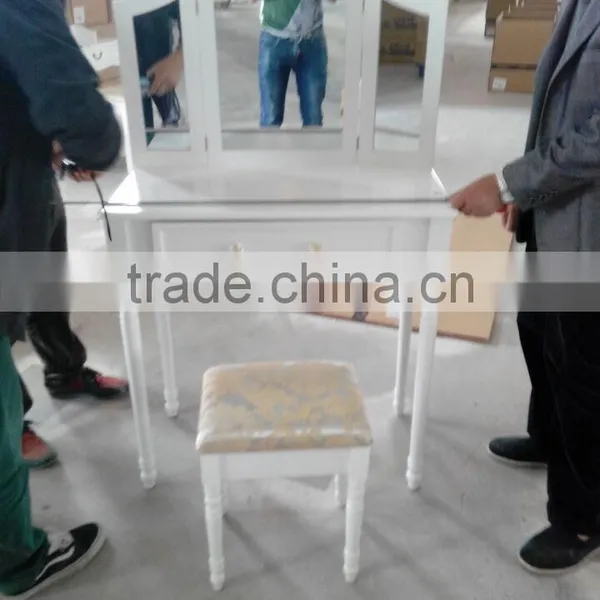 White Dressing Table With Swing Mirror Bedroom Furniture Shabby Vintage Style photo-5