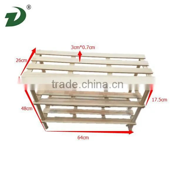 Three-layers Light Wooden Shoe Shelf/Stackable Shoe Rack photo-3