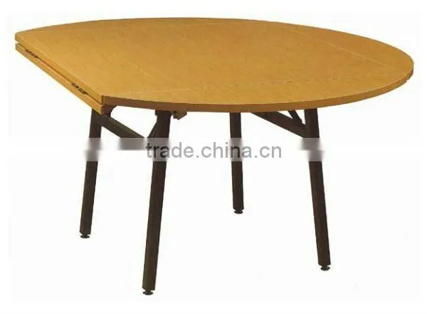Wood Extendable Dining Restaurant Round Folding Table Tops