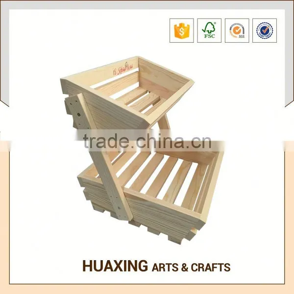 Multi-function 2 Tier Wooden Fruit Basket Display Rack photo-4