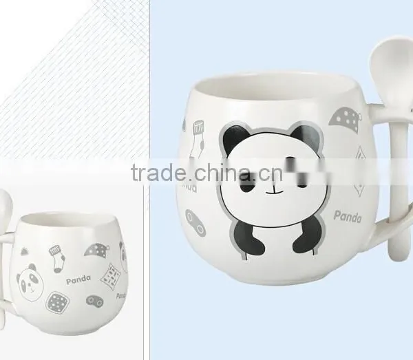 350ml Ceramic Coffee Mug With Spoon Milk Mug photo-3