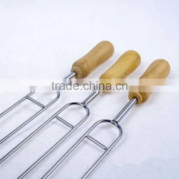 6 Pieces BBQ Tool Stainless Steel BBQ Fork Roasting Fork With Wood Handle photo-3