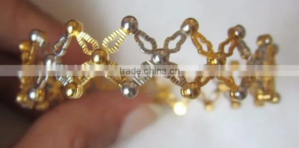 Lattice Design Magic Flexible Ring Convertible BRACELET Gold TWO Tone photo-6