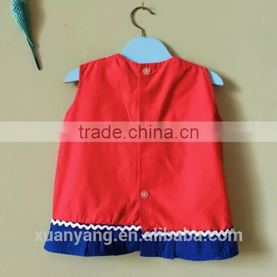 New Design Wholesale Lovely Red Kids Clothes Baby Dress Pictures Frock Girls Baby Dress photo-3