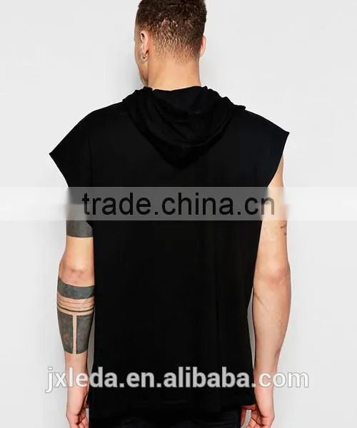 Men Logo Custom Oversized 100% Cotton Black Hooded T-shirt for Promotion photo-2