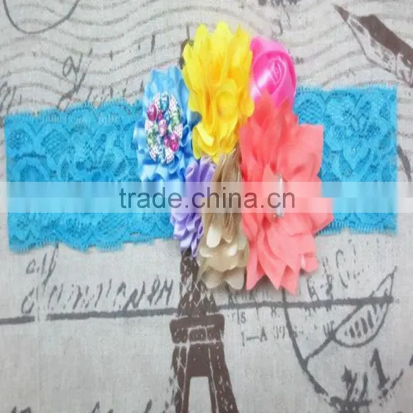 High Quality Handmade Girl Infant Baby Newborn Lace Flower Hairband Wholesale photo-6