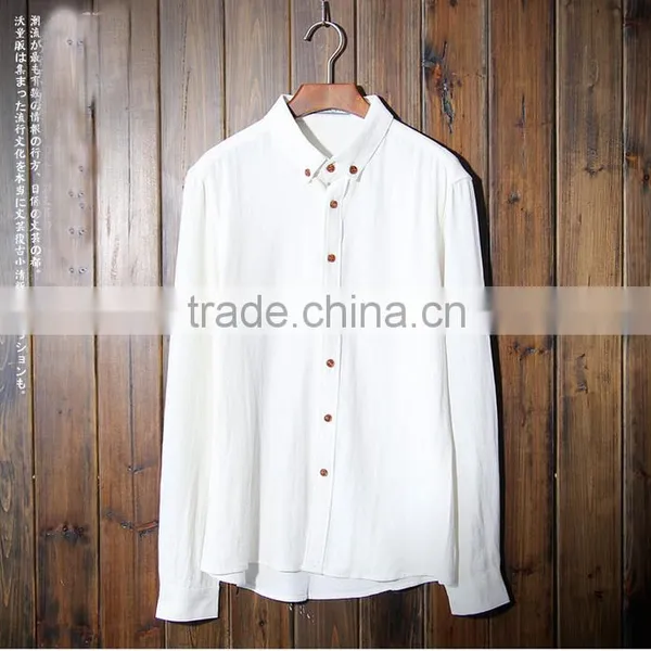 2016 Vintage Style Solid Color Men Classic Fit Linen Top, Linen Shirt, Casual Shirt photo-4