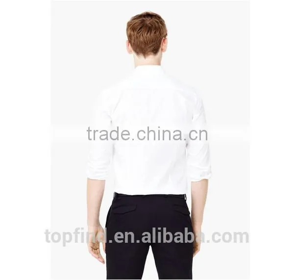 Classic Italian Essential White Color Slim-fit Men Shirt With Classic Collar photo-2