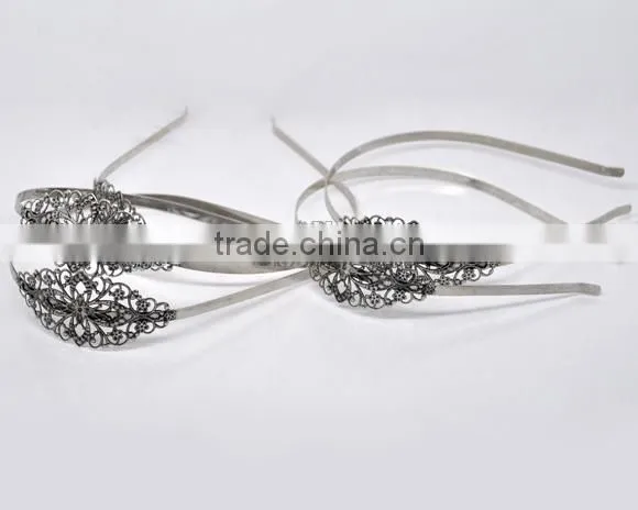 Wholesale Silver Tone Flower Headbands Hair Band 4.7mm Wide photo-3