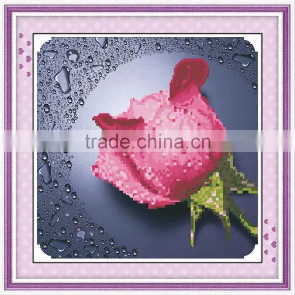 Custom Handmade Red Flower Pattern Embroidery Diamond Painting Cross Stitch Fabric Kit photo-6