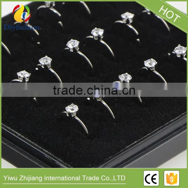 Hot Sell Stainless Steel Round Zircon Nose Ring With Plastic Box photo-6