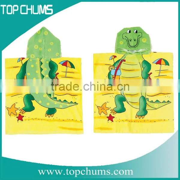 China Factory Made 100% Cotton Reactive Printed Hooded Towel Poncho photo-2