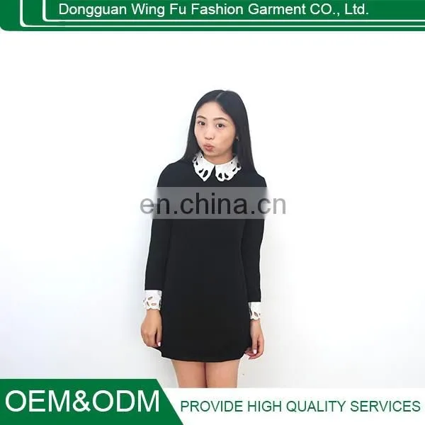 Slim Lapel Hollow Long-sleeved Dress Bottoming Skirt Dress Lapel Hollow photo-2