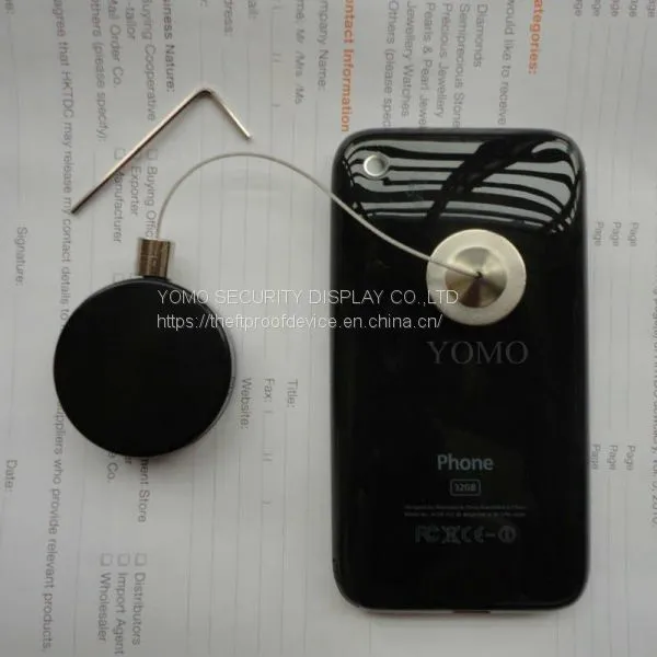 Round Anti-theft Recoil Pull Box With Adjustable Wire Loop Lanyard photo-5