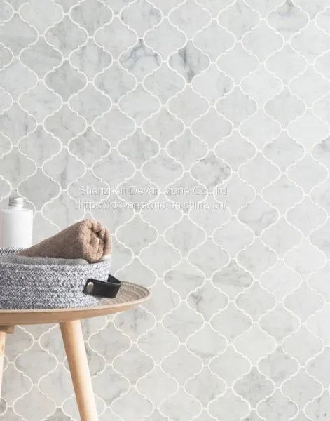 Carrara White Arabesque Lantern Shaped Mosaic Floor Tiles photo-2