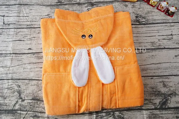 High Quality Fashion Kids Children Hooded 100% Cotton Bathrobe photo-3